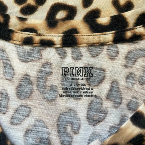 PINK Victoria’s Secret 100% Cotton Brown Cheetah Short Sleeve Tee Medium Women’s - Picture 8 of 10